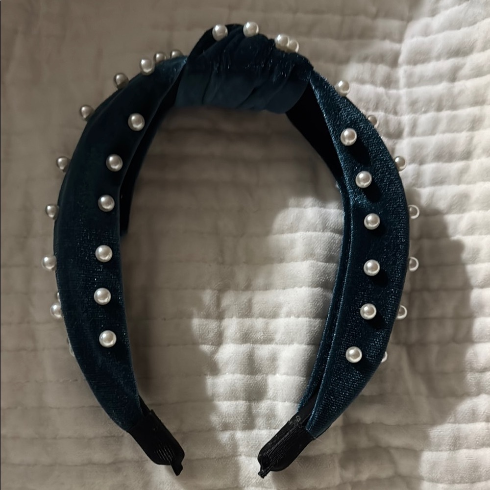 Blue and White Headband Hair Accessory with Studs